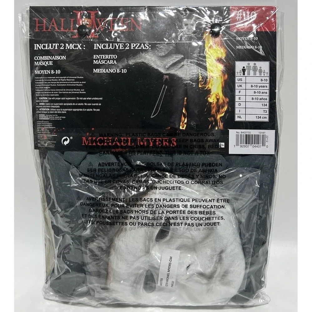Halloween II Michael Myers Jumpsuit And Mask Costume Medium‎ 8-10 NEW